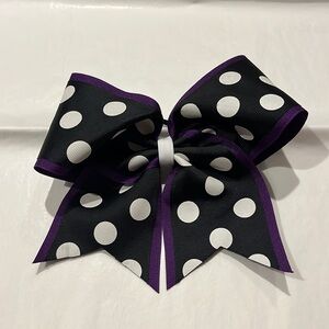 Purple and Black Polka Dot Cheer Bow